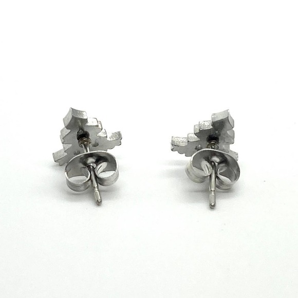 SILVER Tone Christmas Tree Earring Pair - Picture 5 of 8
